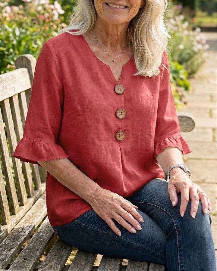 Máire | The Ruffle-Sleeve Button Blouse