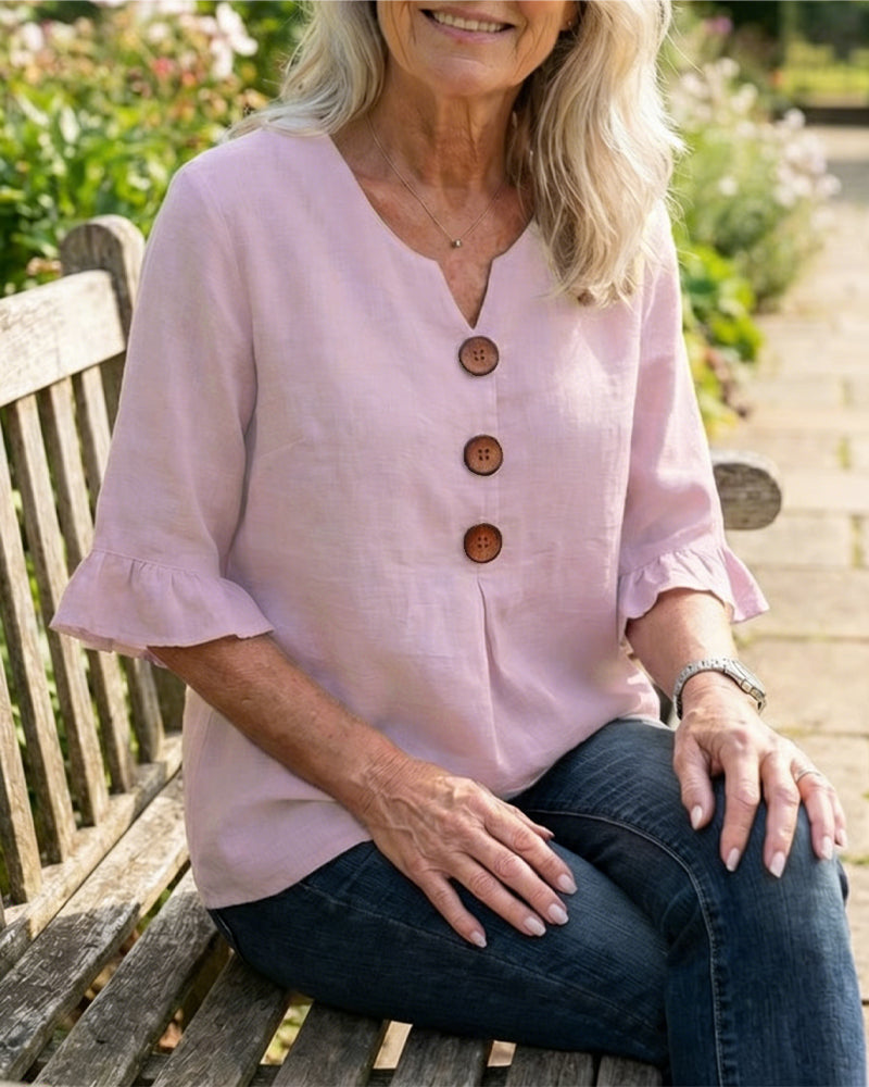 Máire | The Ruffle-Sleeve Button Blouse