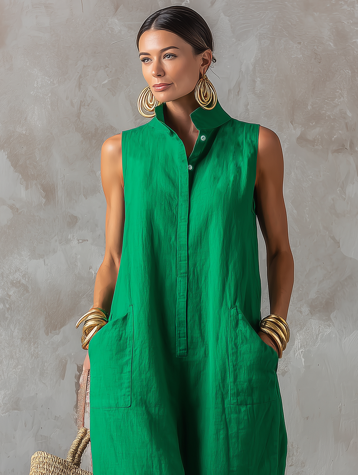 Líle | The Stand-Collar Sleeveless Jumpsuit