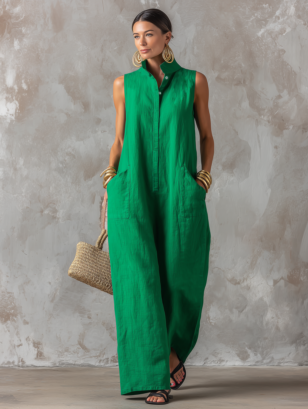 Líle | The Stand-Collar Sleeveless Jumpsuit