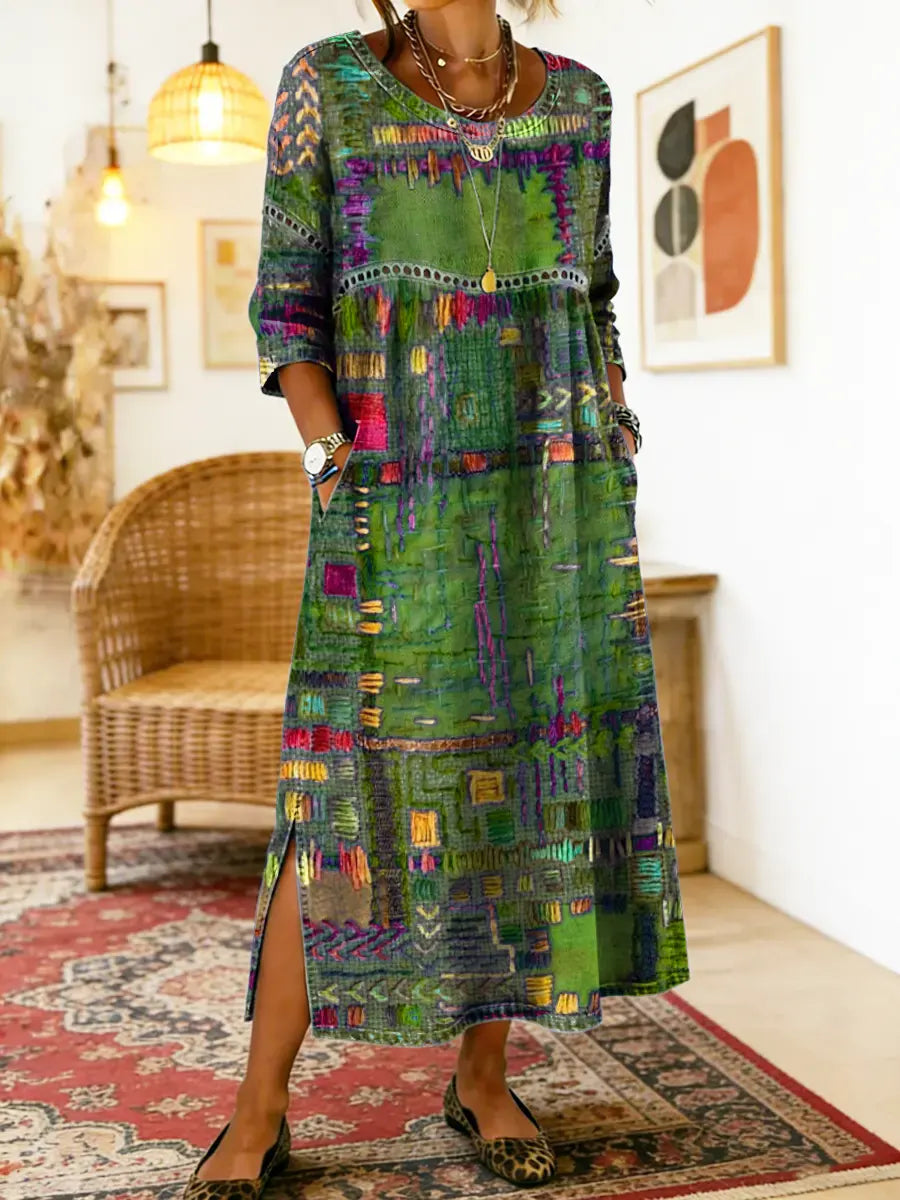 Treasa | The Patchwork Print Midi Dress
