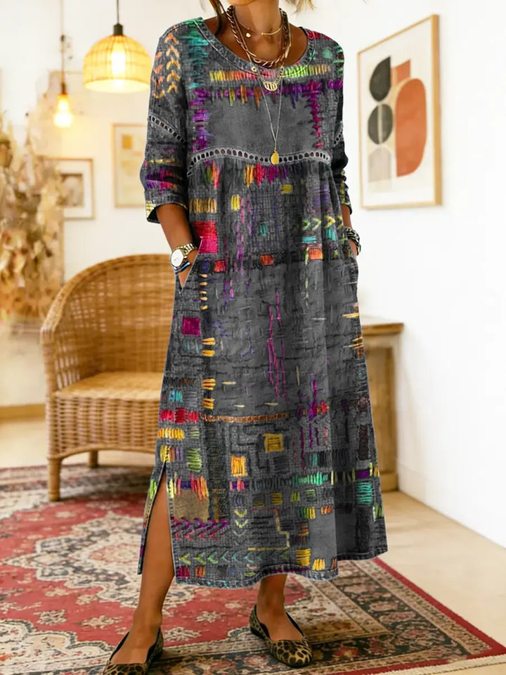 Treasa | The Patchwork Print Midi Dress