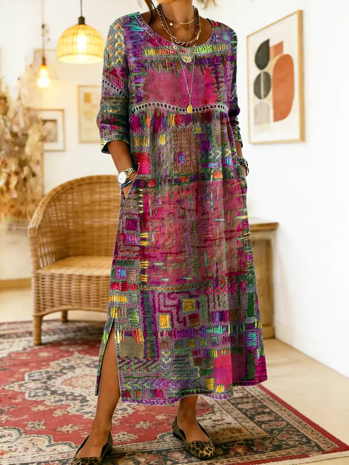 Treasa | The Patchwork Print Midi Dress
