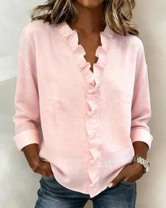 Althea | Lightweight Ruffled V-Neck Blouse