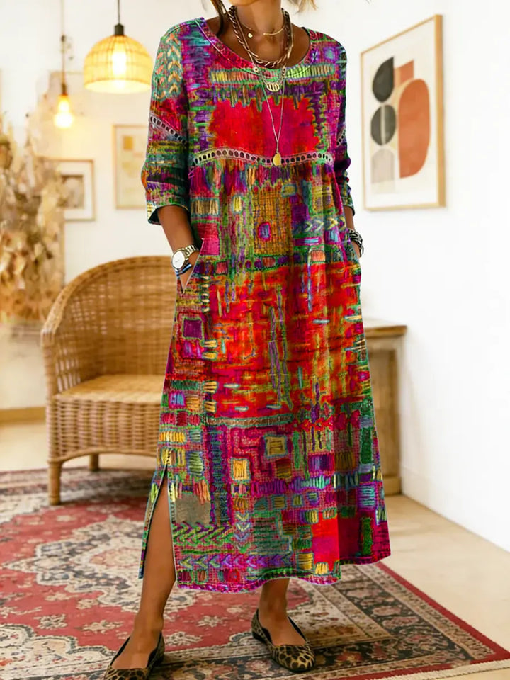 Treasa | The Patchwork Print Midi Dress