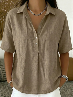 Ailís | Relaxed Collar Blouse with Snap Placket