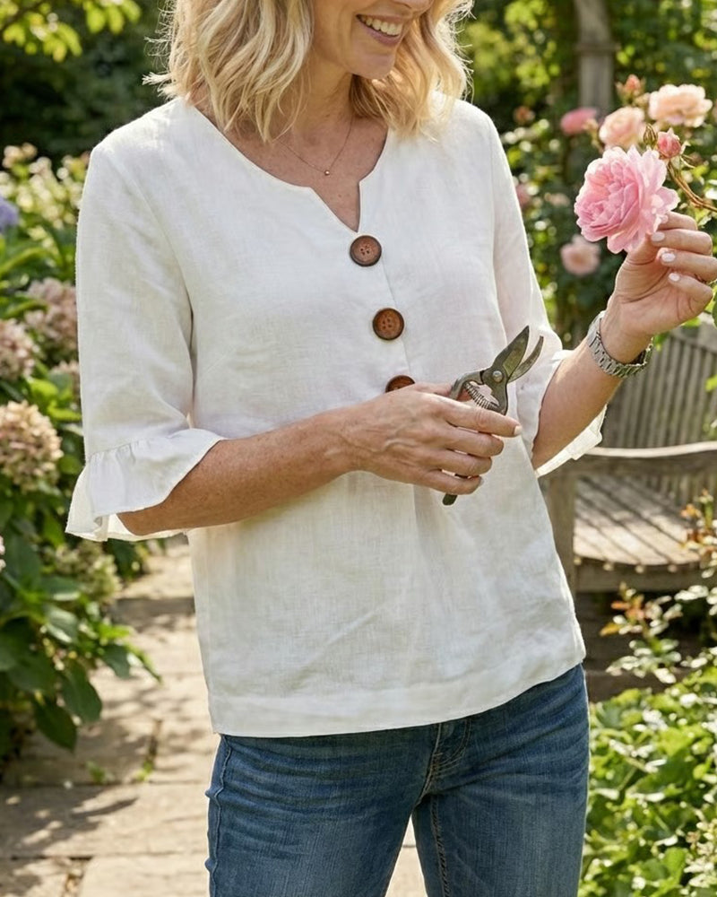 Máire | The Ruffle-Sleeve Button Blouse