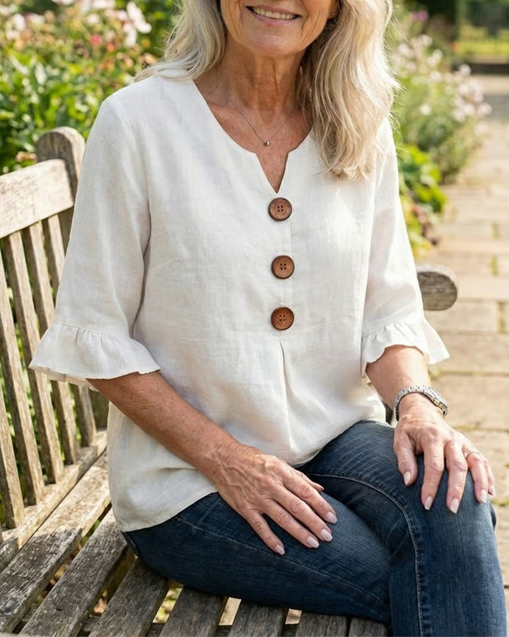 Máire | The Ruffle-Sleeve Button Blouse