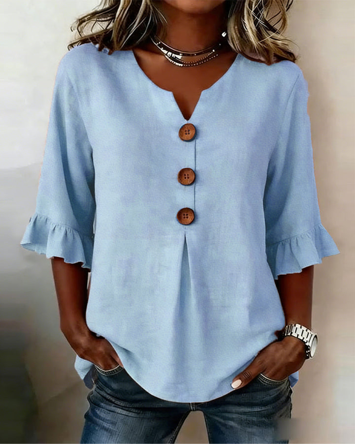 Máire | The Ruffle-Sleeve Button Blouse