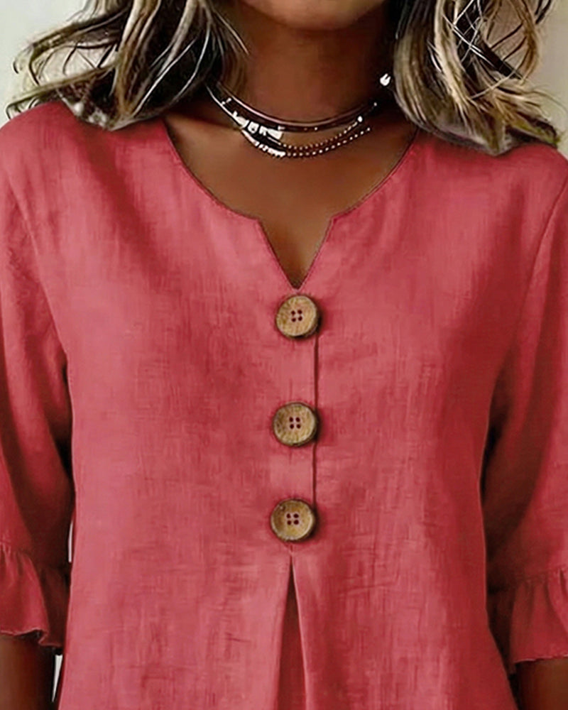 Máire | The Ruffle-Sleeve Button Blouse