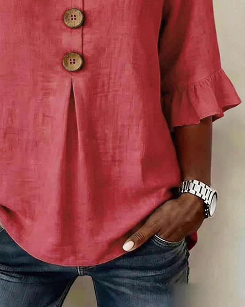 Máire | The Ruffle-Sleeve Button Blouse