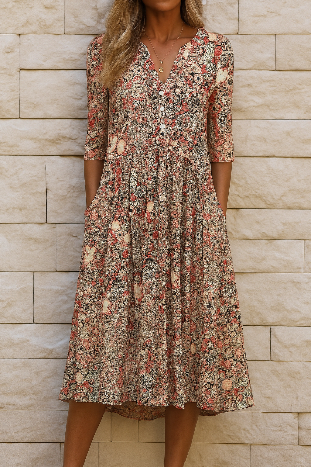 Ottoline | The Printed V-Neck Midi