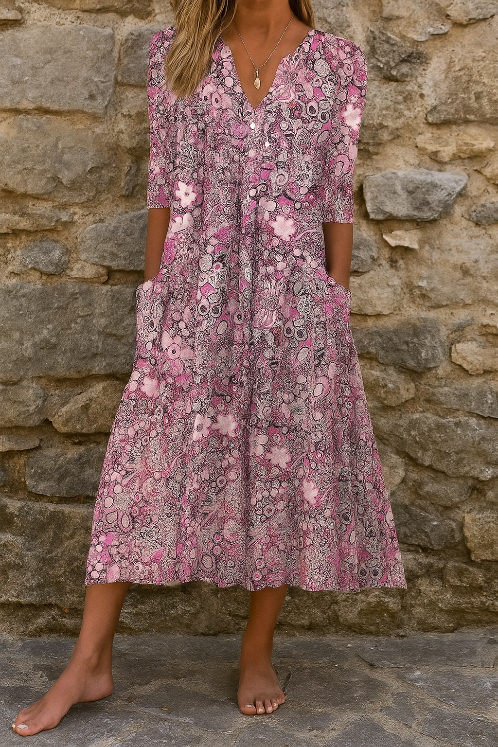 Ottoline | The Printed V-Neck Midi