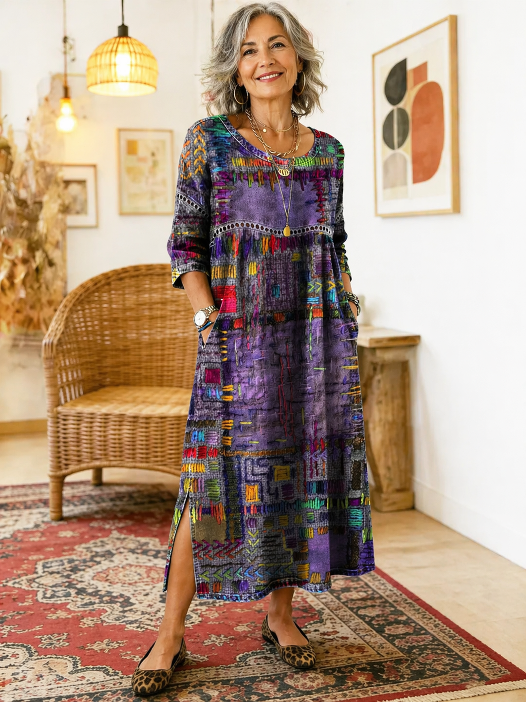 Treasa | The Patchwork Print Midi Dress