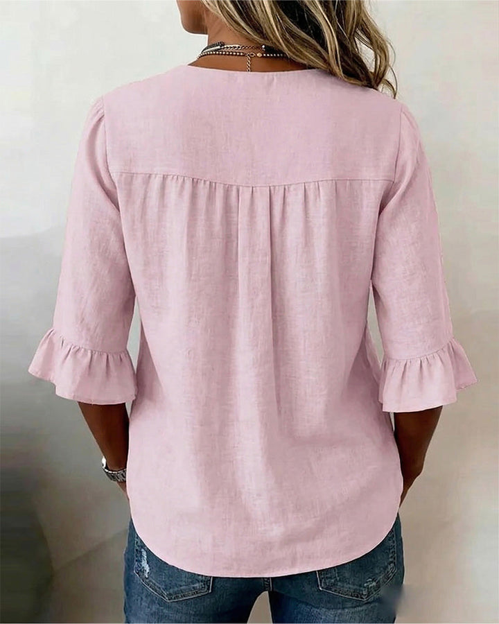Máire | The Ruffle-Sleeve Button Blouse