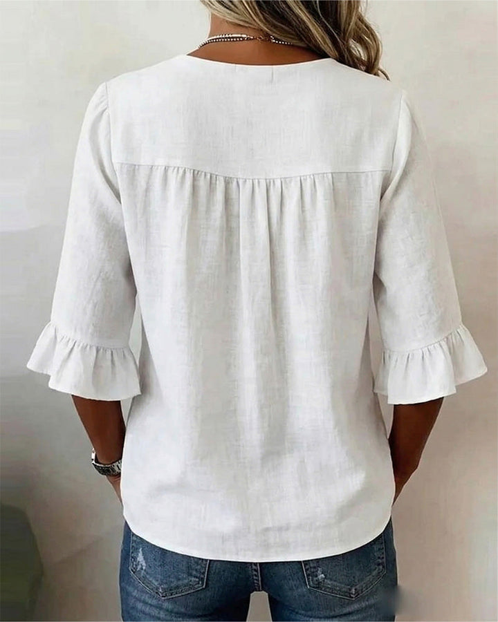 Máire | The Ruffle-Sleeve Button Blouse