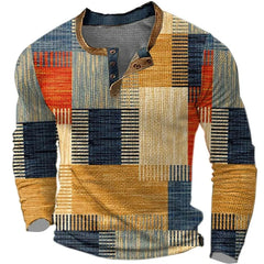 Rathmines | Patchwork Long-Sleeve Shirt with Button Neck