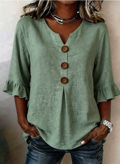 Máire | The Ruffle-Sleeve Button Blouse