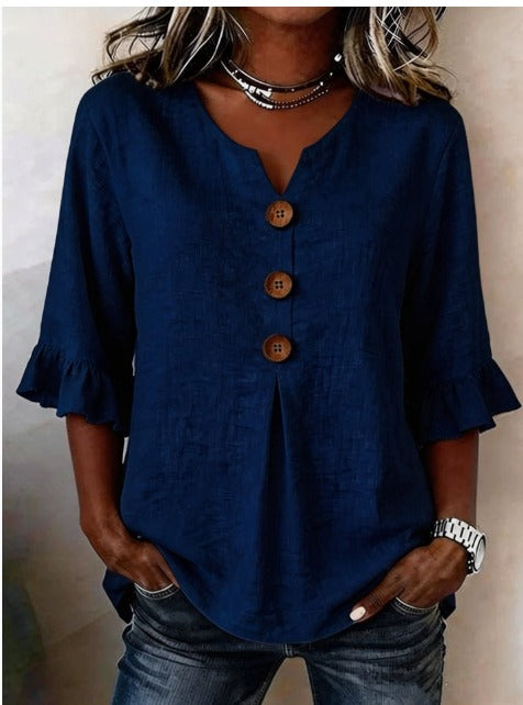 Máire | The Ruffle-Sleeve Button Blouse