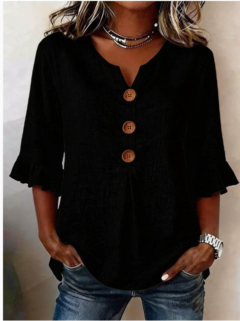 Máire | The Ruffle-Sleeve Button Blouse