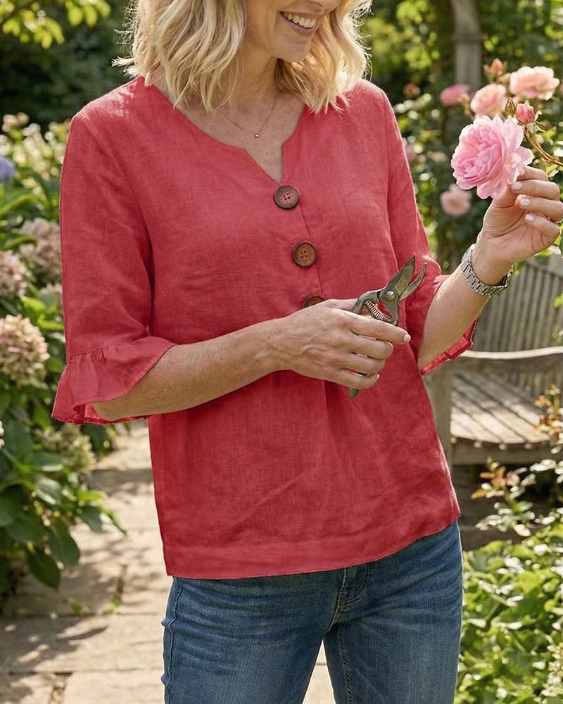 Máire | The Ruffle-Sleeve Button Blouse