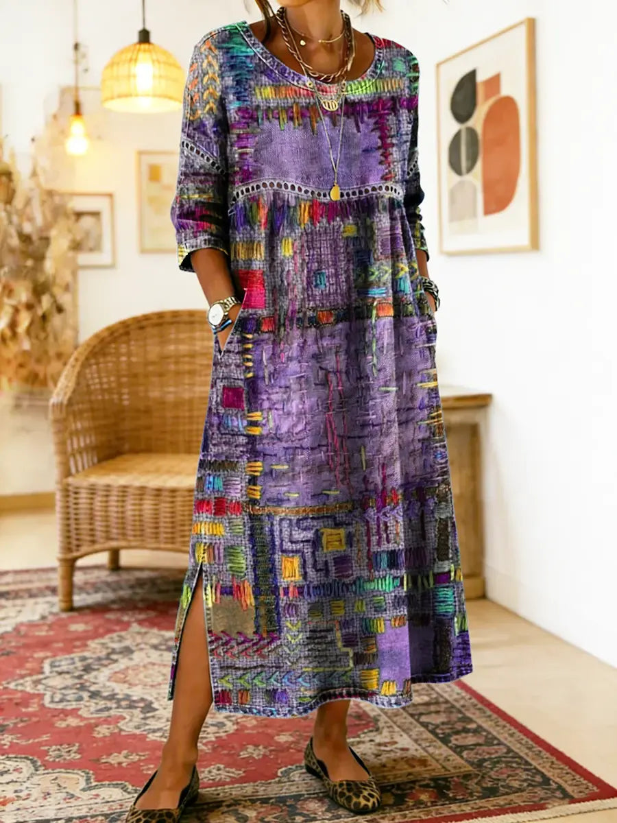 Treasa | The Patchwork Print Midi Dress