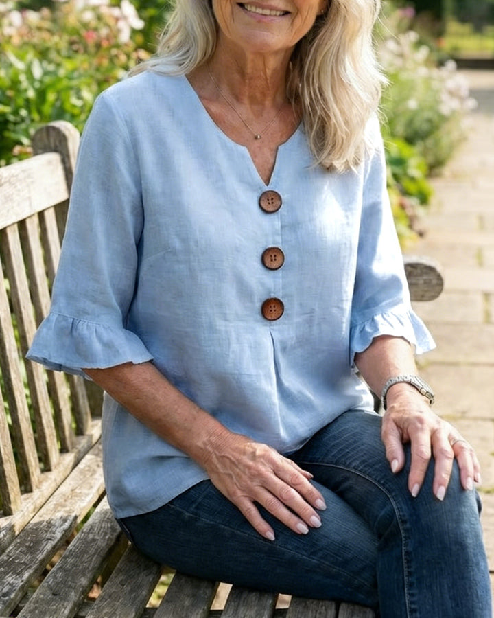 Máire | The Ruffle-Sleeve Button Blouse