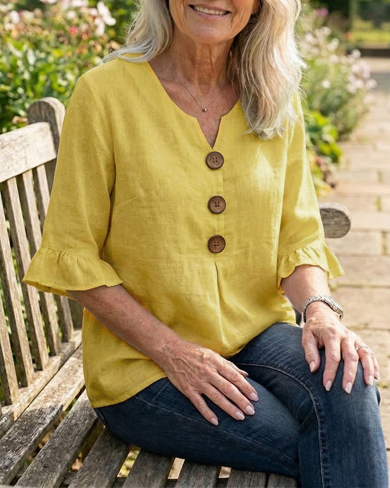 Máire | The Ruffle-Sleeve Button Blouse