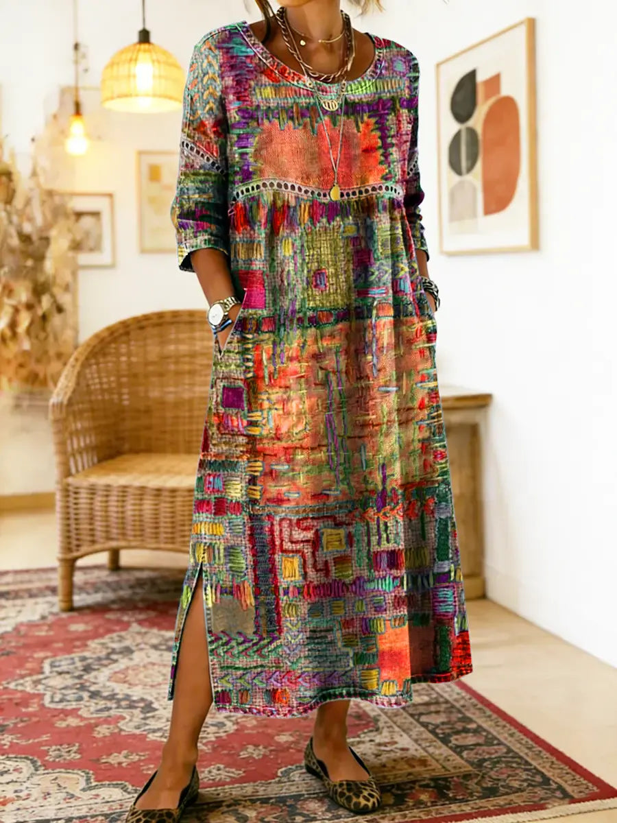 Treasa | The Patchwork Print Midi Dress