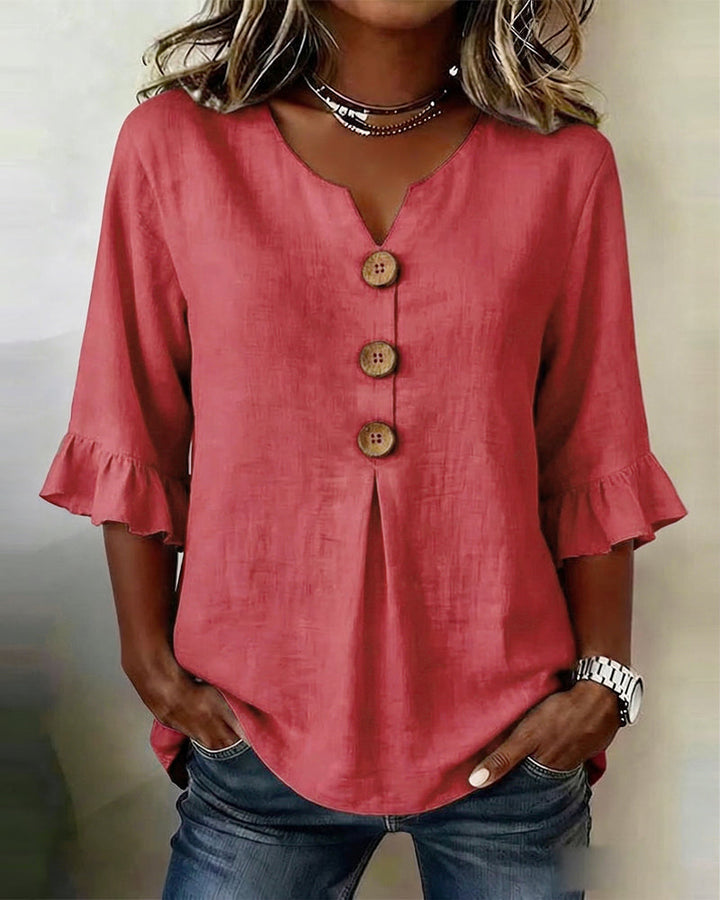 Máire | The Ruffle-Sleeve Button Blouse