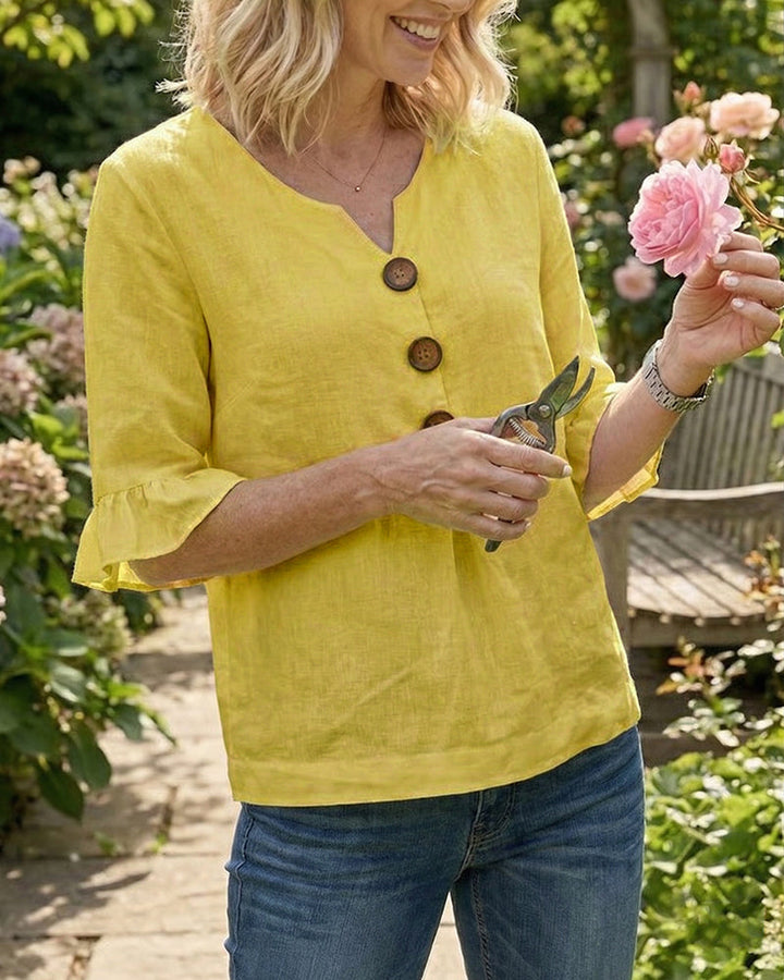 Máire | The Ruffle-Sleeve Button Blouse