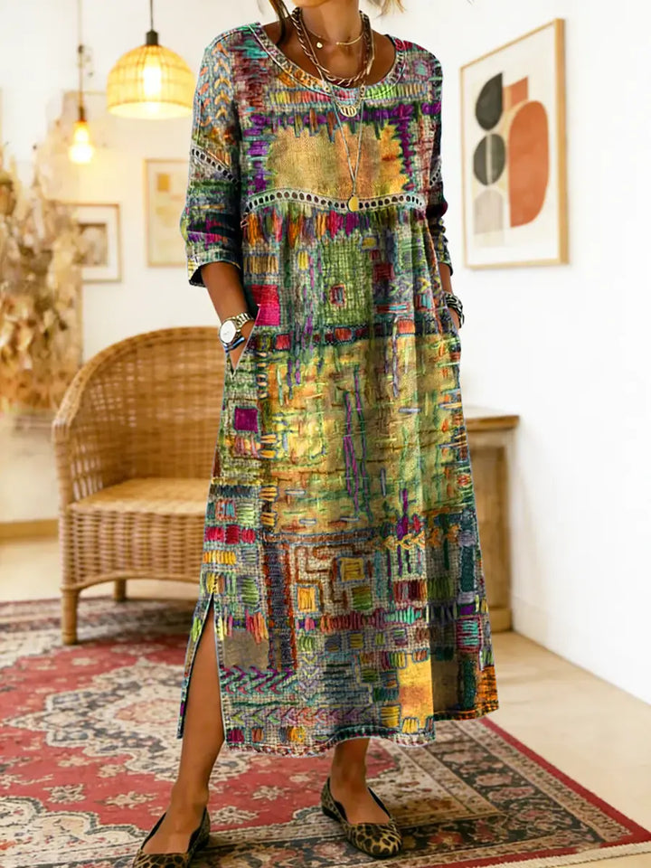 Treasa | The Patchwork Print Midi Dress