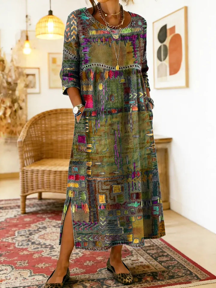 Treasa | The Patchwork Print Midi Dress