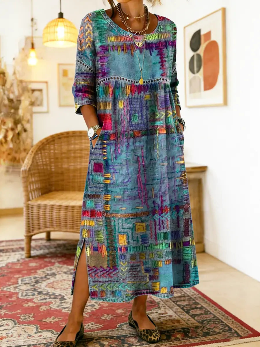 Treasa | The Patchwork Print Midi Dress