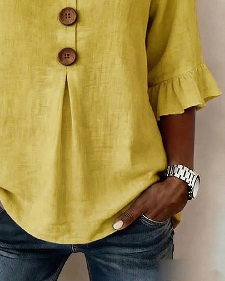 Máire | The Ruffle-Sleeve Button Blouse