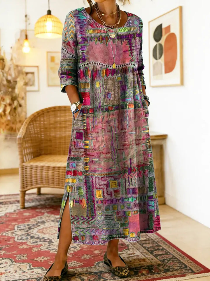 Treasa | The Patchwork Print Midi Dress