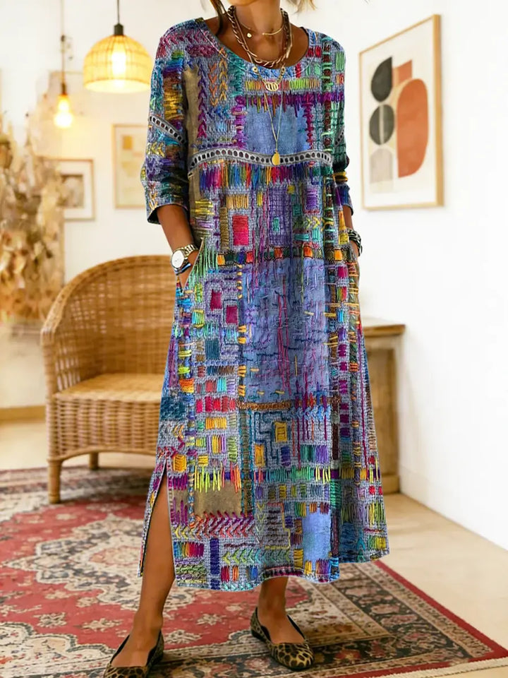 Treasa | The Patchwork Print Midi Dress
