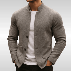 Frederick | Men's Textured Knit Cardigan with Mandarin Collar