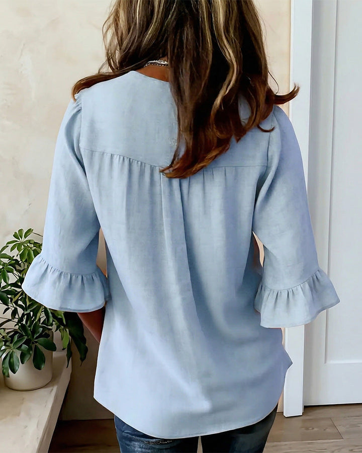 Máire | The Ruffle-Sleeve Button Blouse