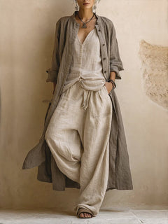 Fionnait | Boho Three-Piece Set with Long Cardigan