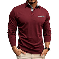 Tomás | Men's Breathable Checked Long-Sleeve Polo Shirt